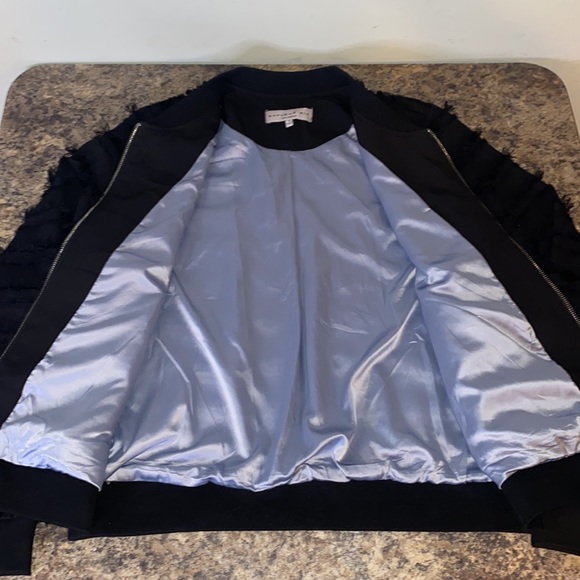 Current Air Los Angeles Black Fringe Zip Up Bomber Jacket- Women’s Sz M - Picture 7 of 15